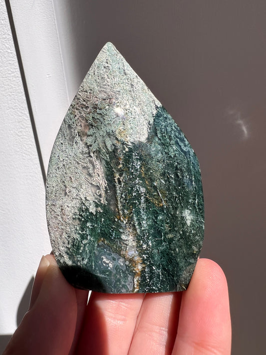 Moss agate tear drop