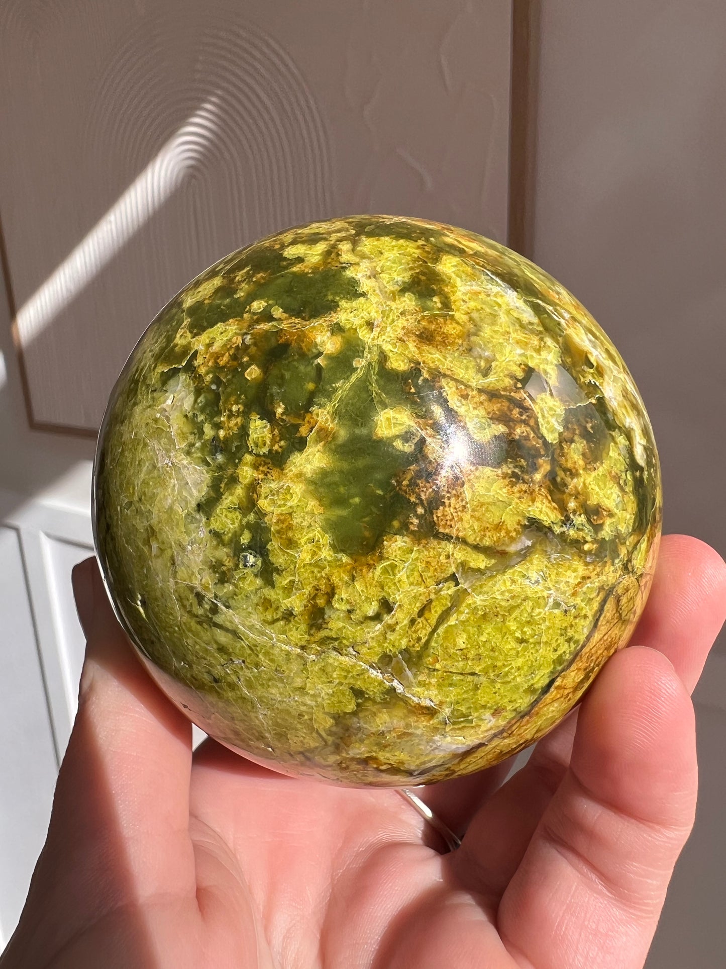 Large green opal sphere Madagascar