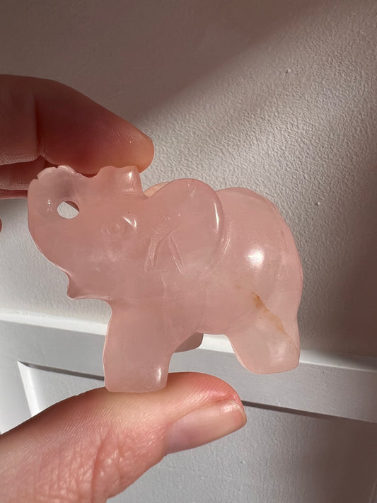 Rose quartz elephant