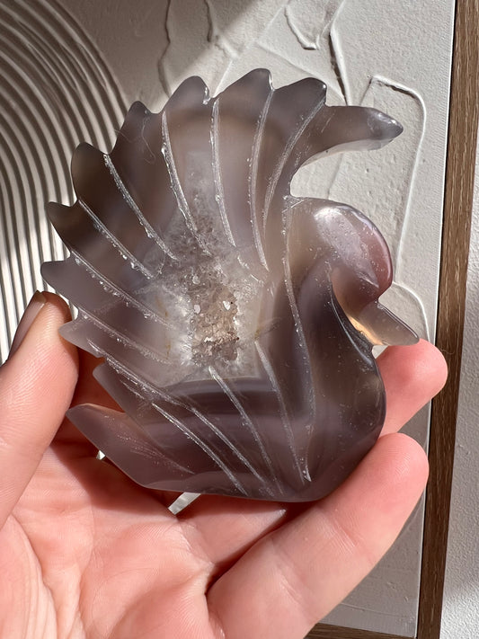 Drusy agate swan