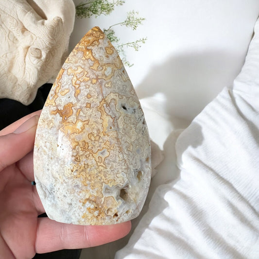 Yellow crazy lace agate tear drop