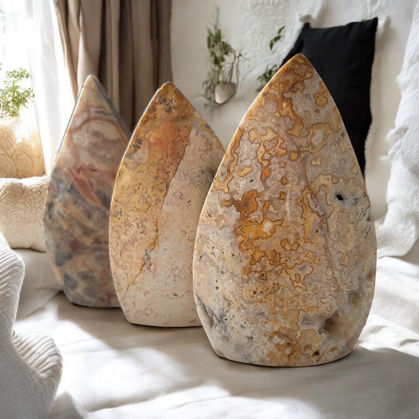 Yellow crazy lace agate teardrop