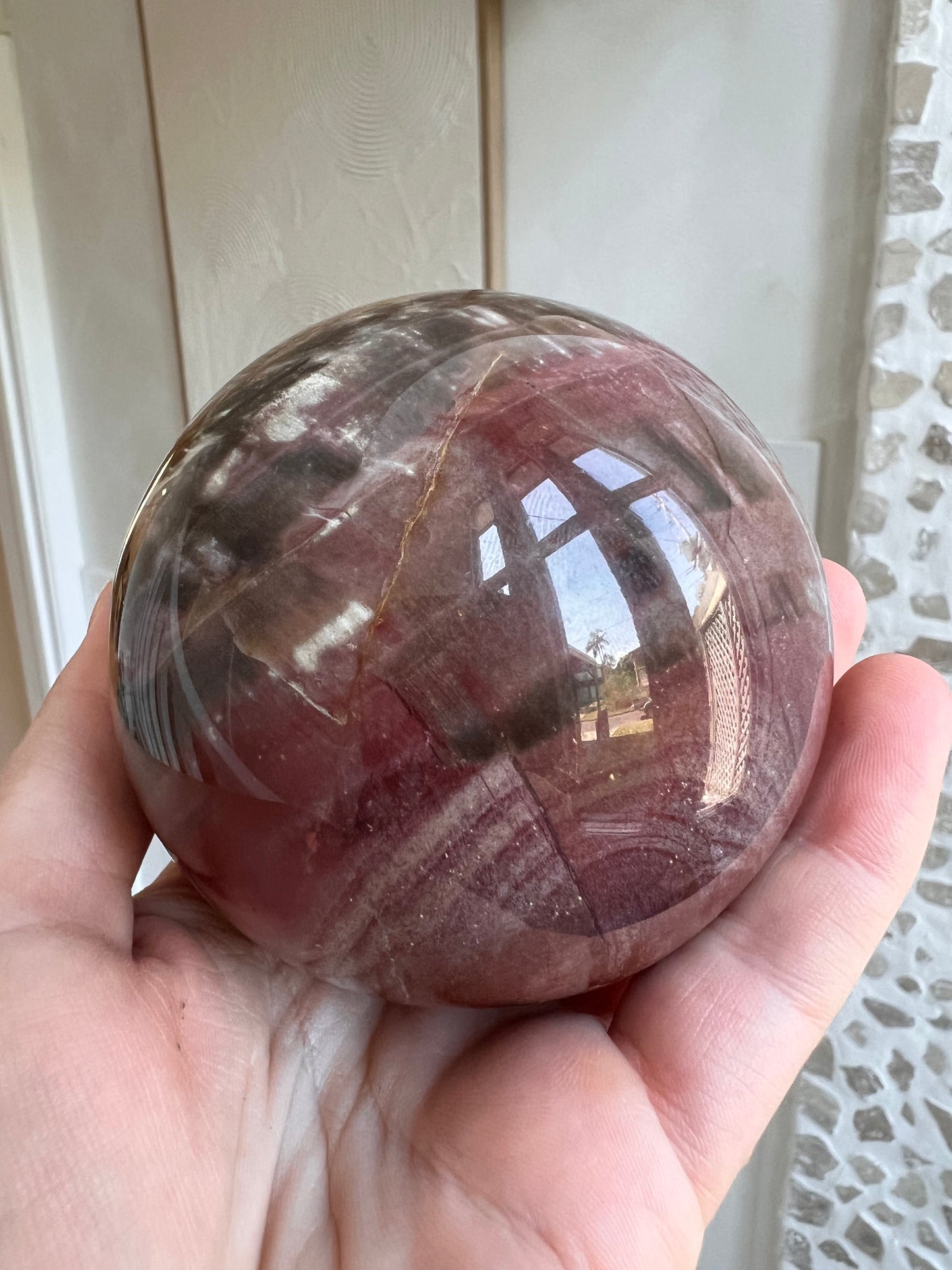 Large petrified wood sphere