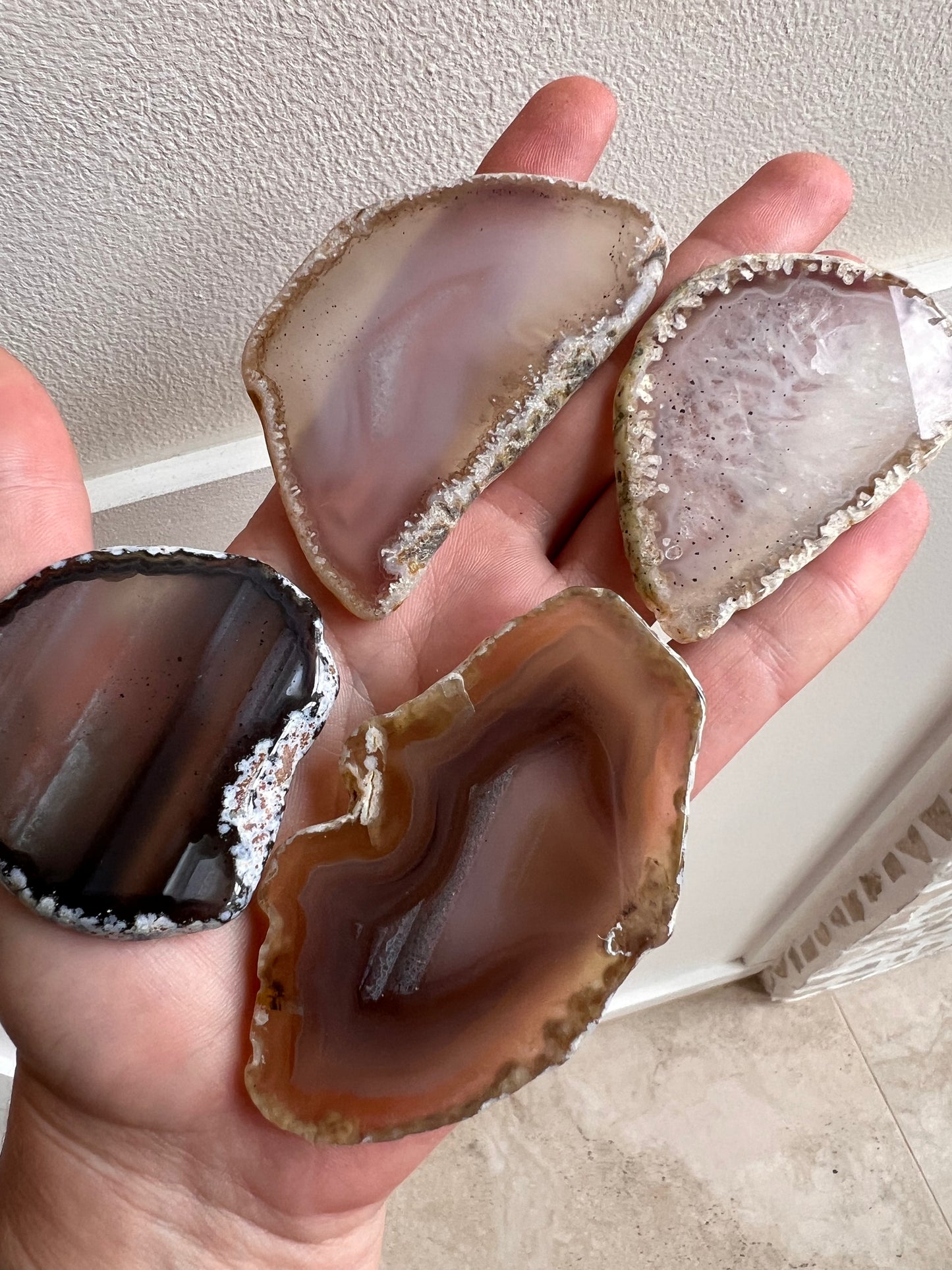 Natural Madagascan agate slices intuitively chosen
