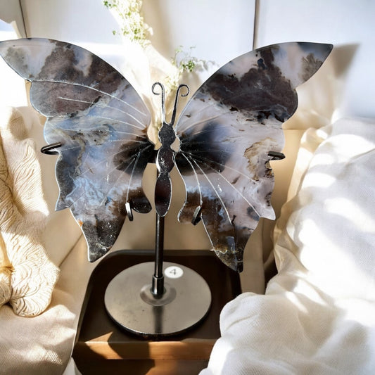Volcano agate butterfly & stand (45B)