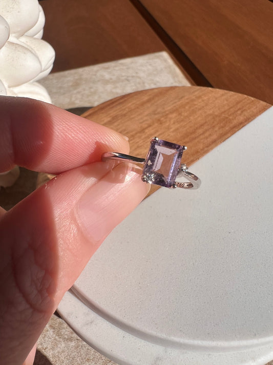 925 silver amethyst adjustable ring