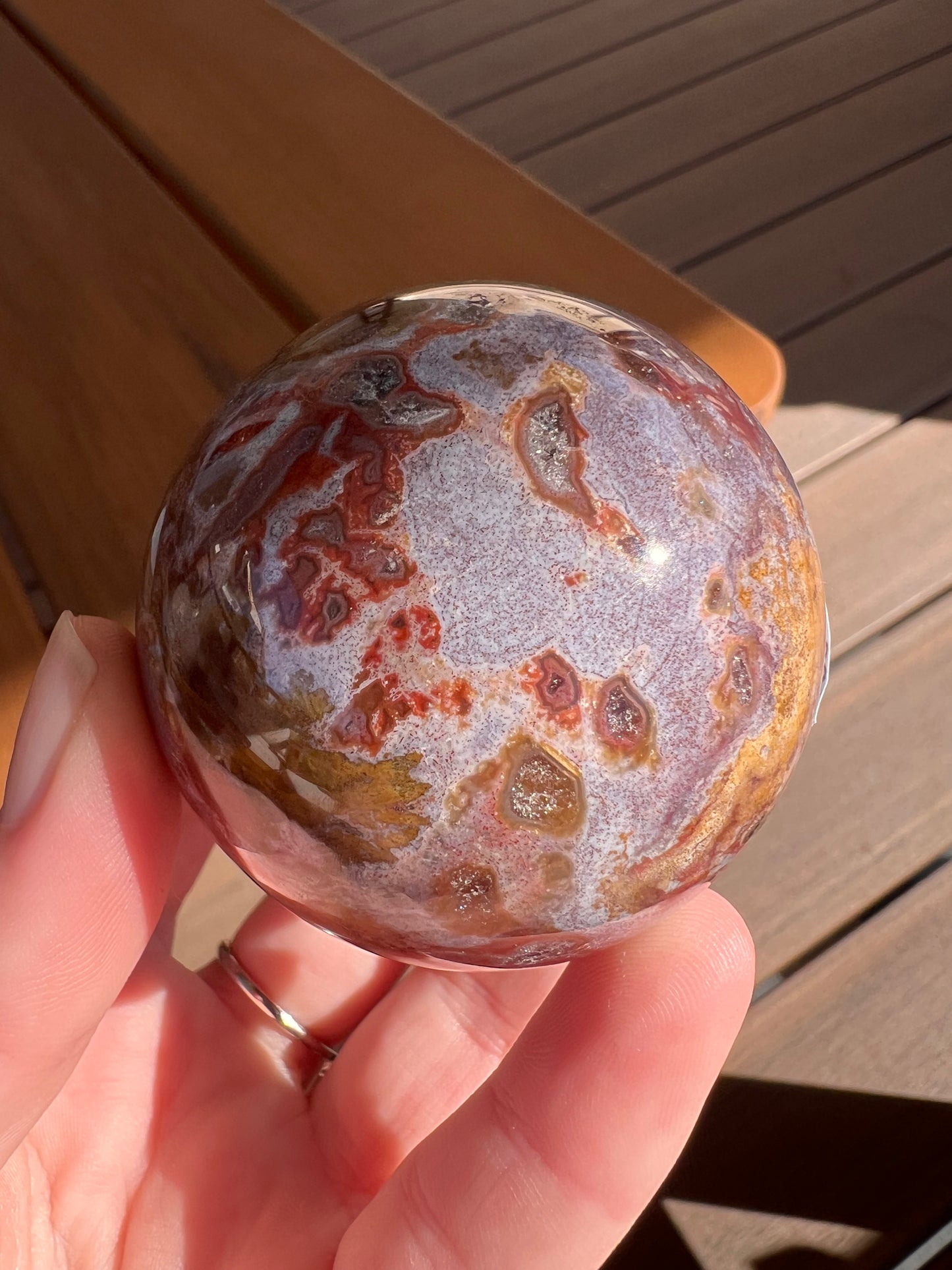 Beautiful petrified wood sphere