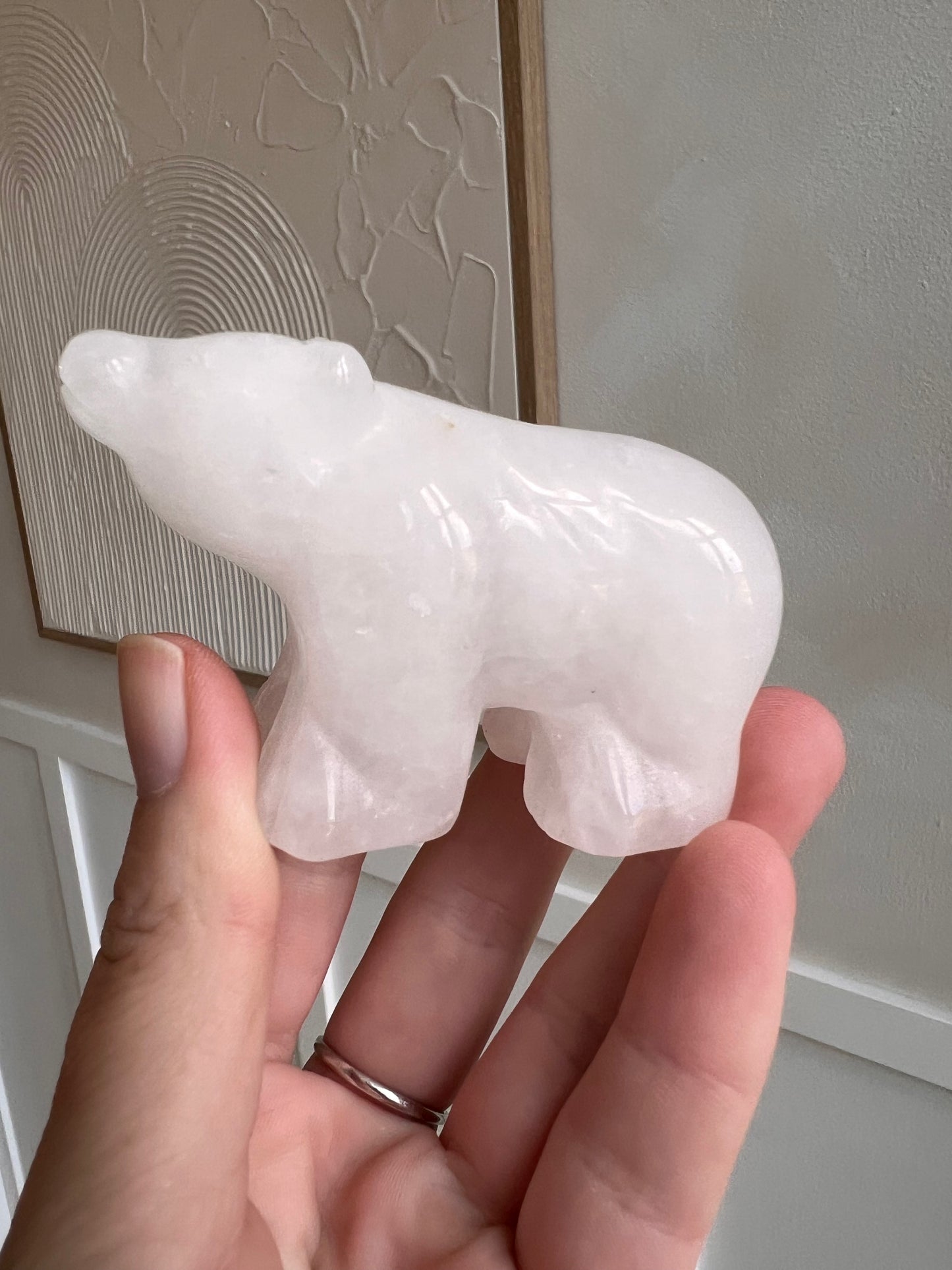 Clear quartz bear carving