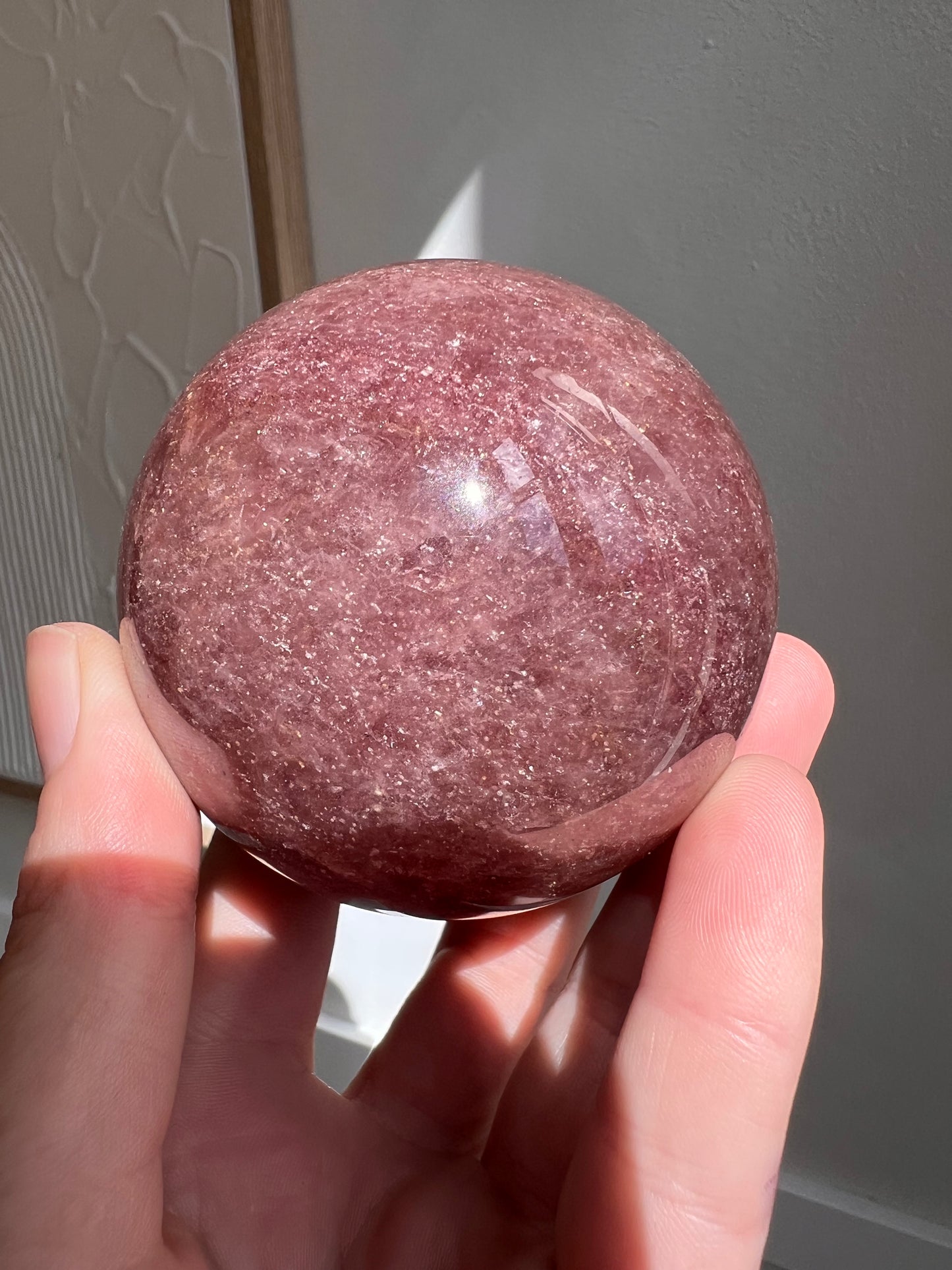 Strawberry quartz sphere