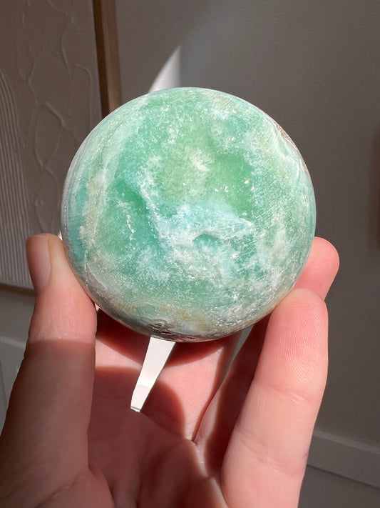 Blue aragonite sphere - drusy