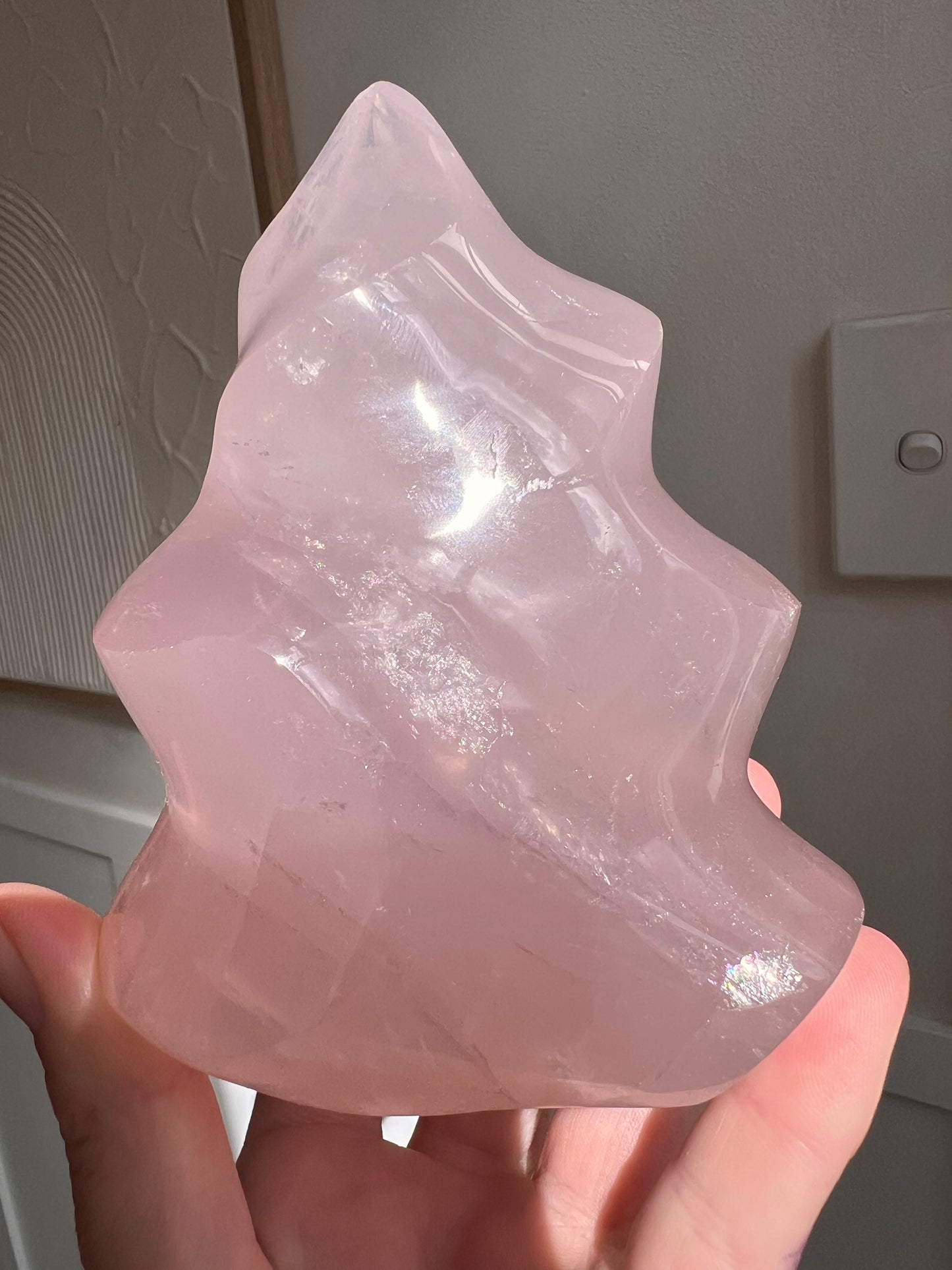 Madagascan rose quartz flame