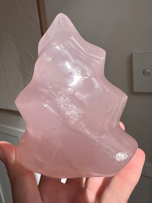 Madagascan rose quartz flame