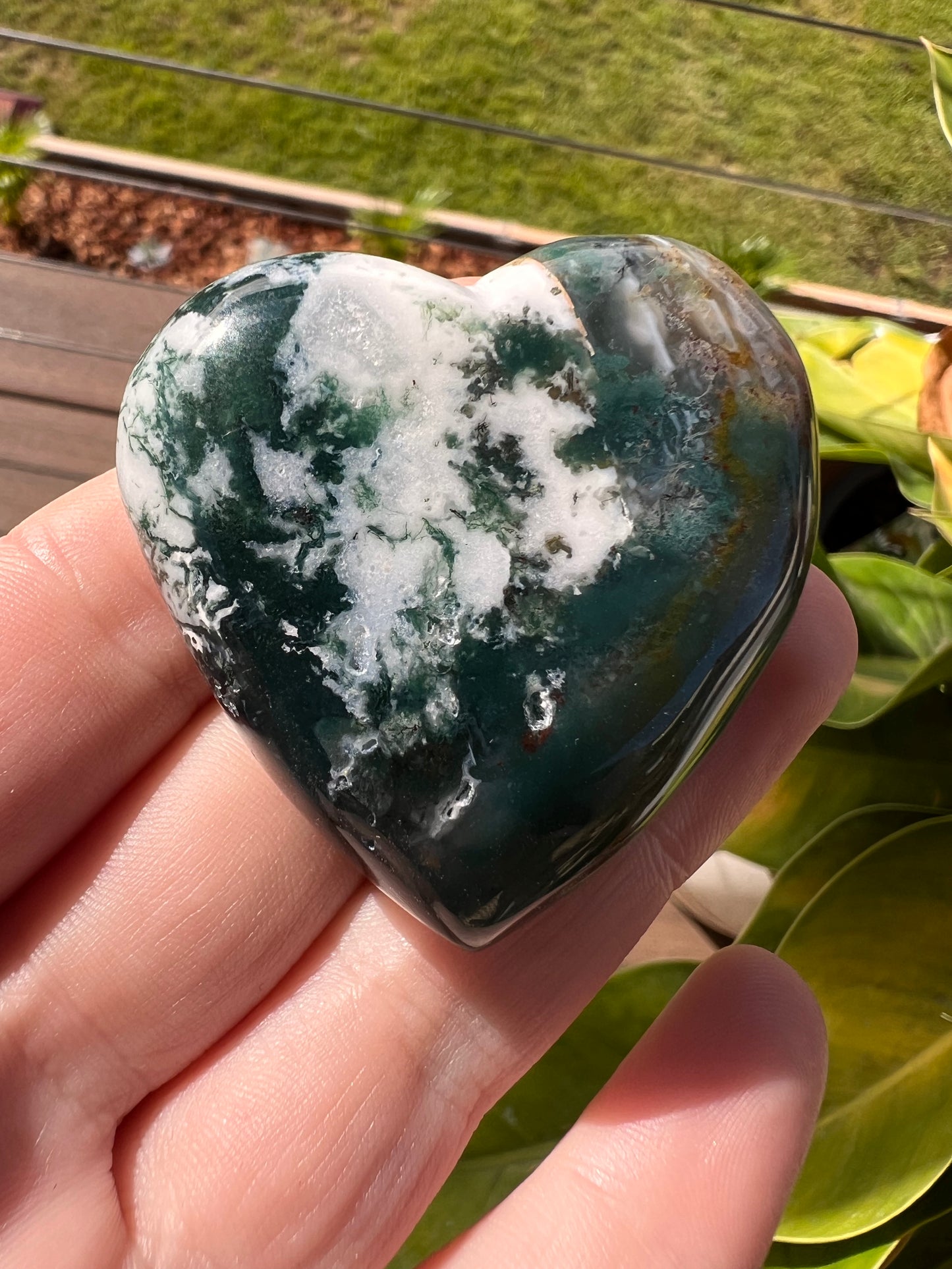 Moss agate heart
