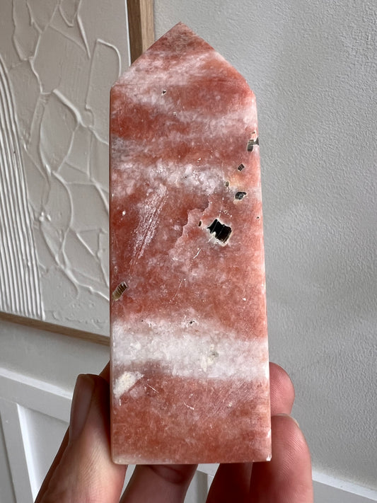 Pink calcite tower 12cm chunky