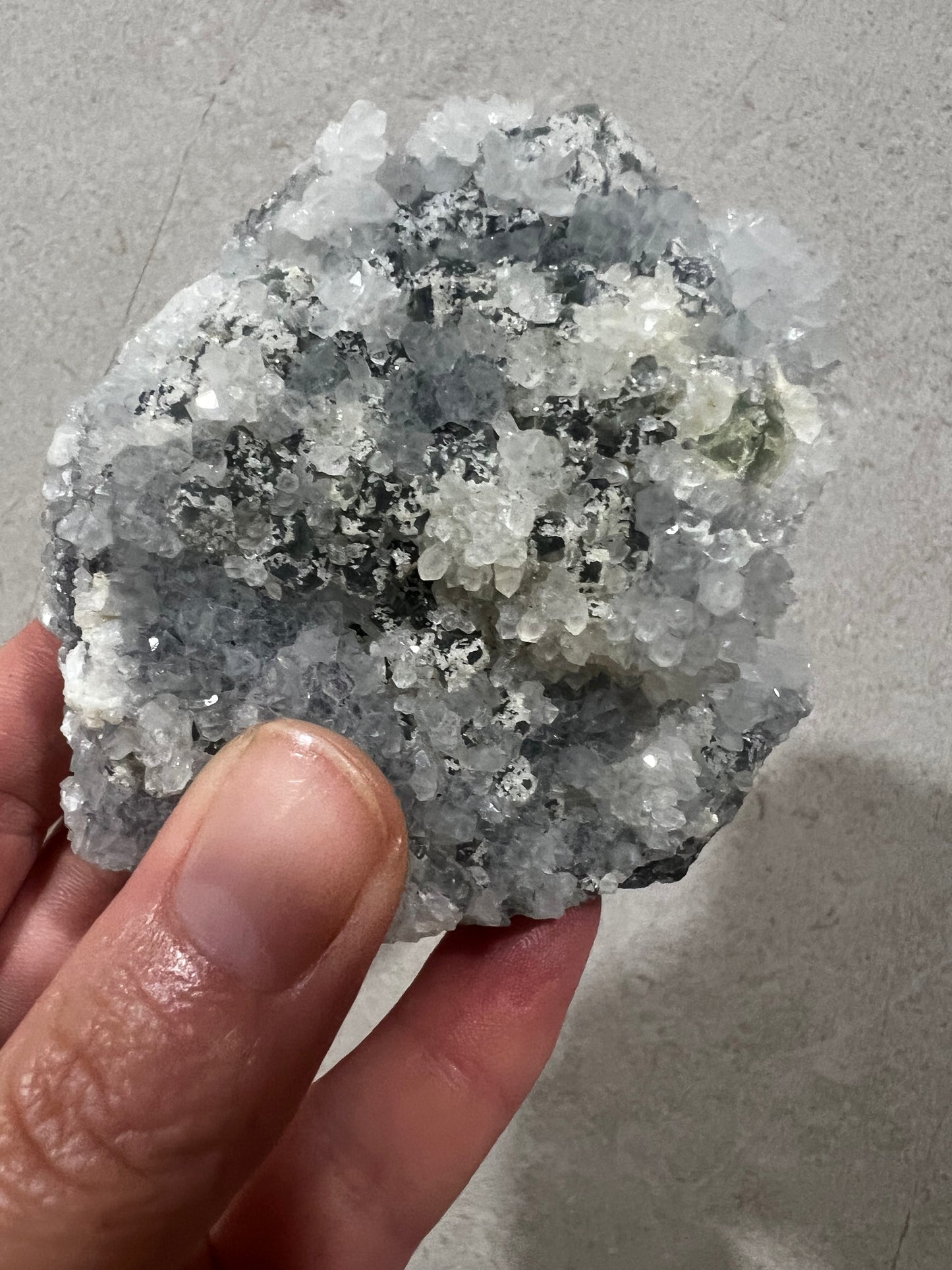 Apophyllite specimen with calcite & fluorite