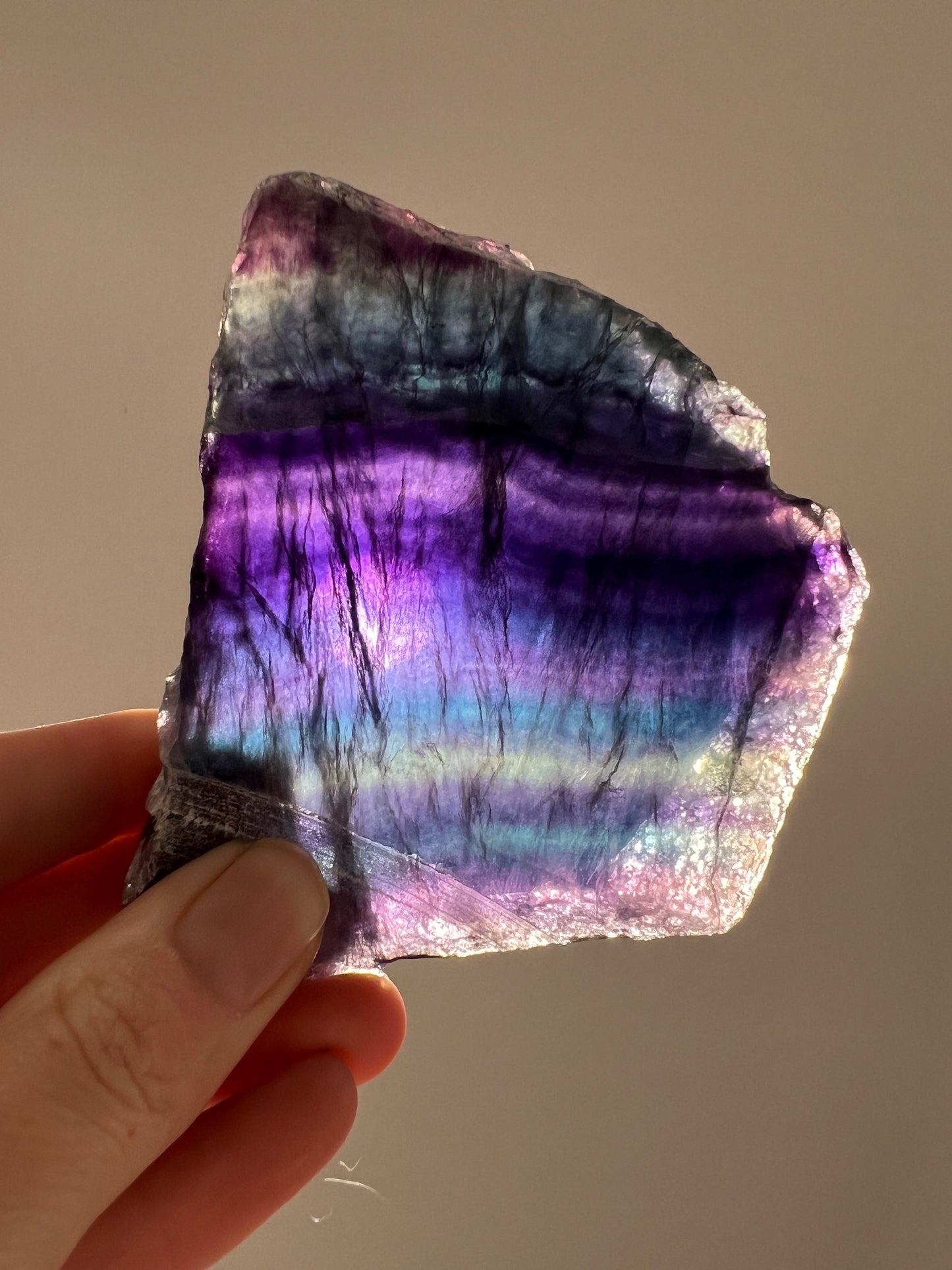 Raw fluorite slab 9x9cm