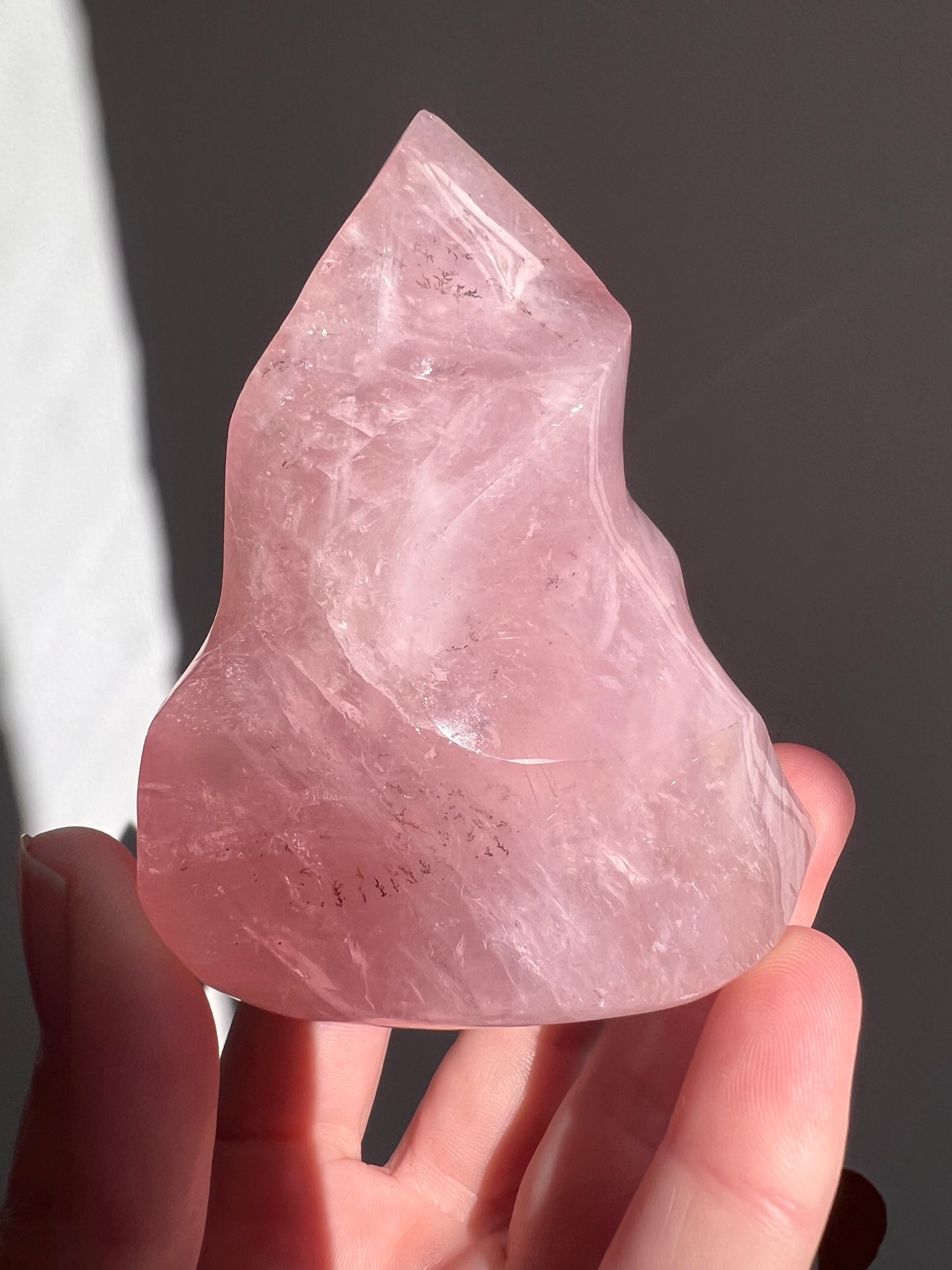 Madagascar rose quartz flame gemmy