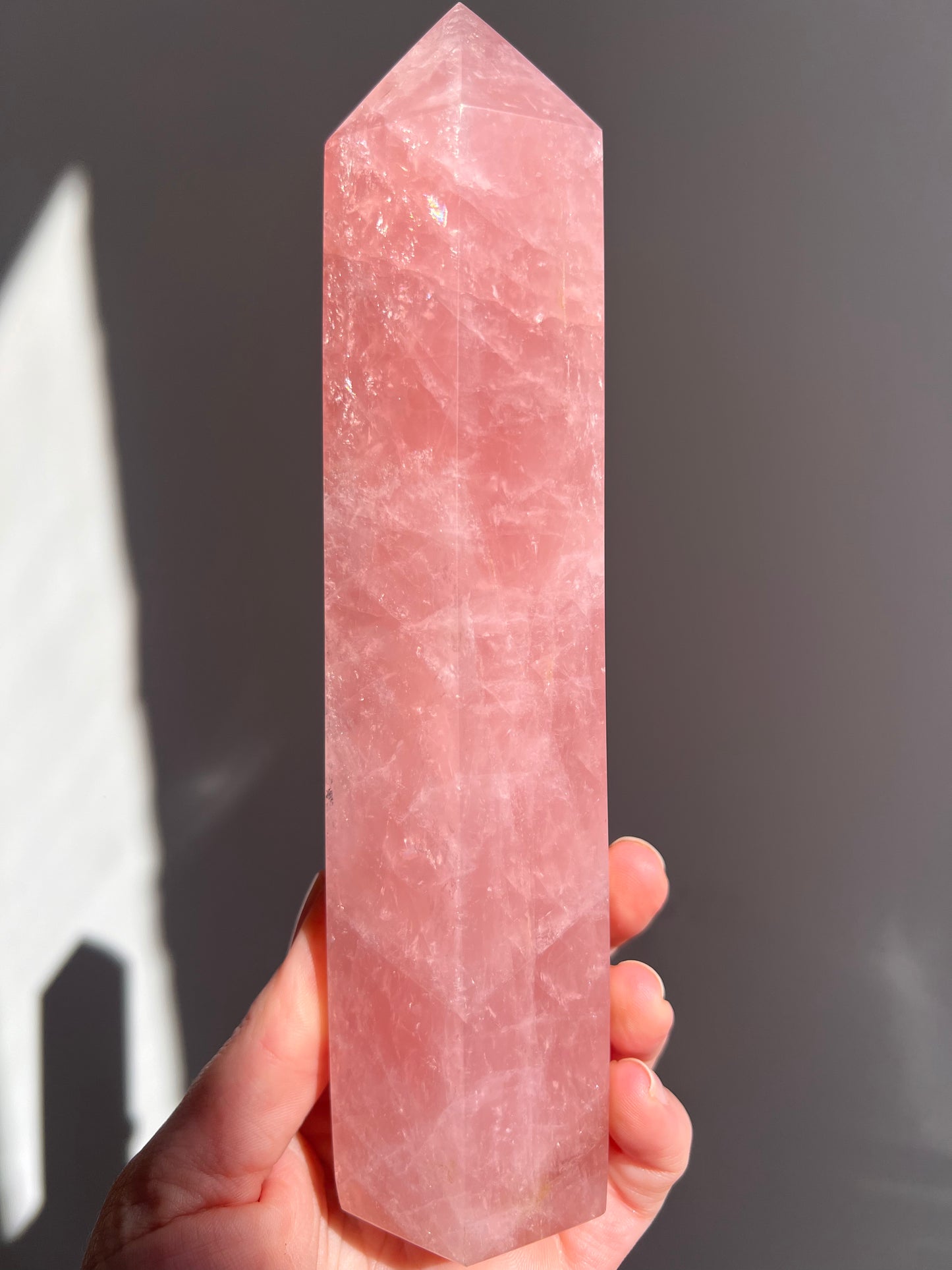 Madagascar gemmy rose quartz tower large