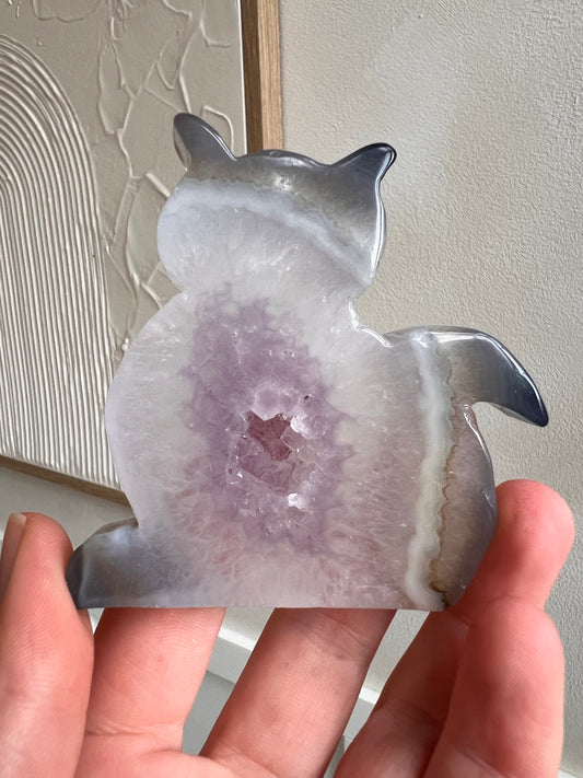 Drusy agate cat standing