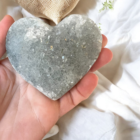 Celestite heart quartz