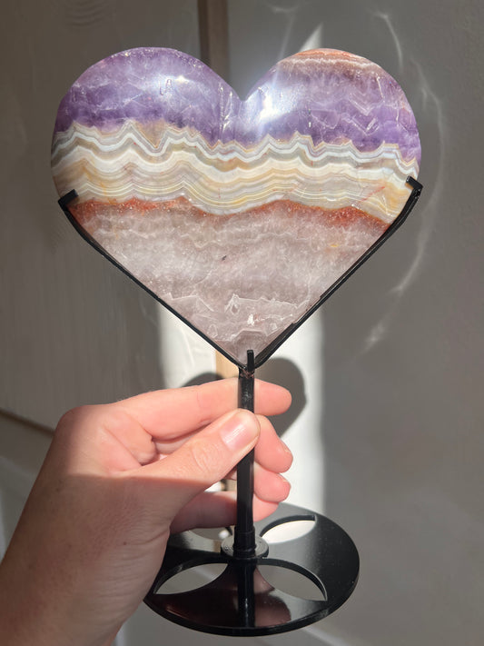Large amethyst agate heart 24cmH