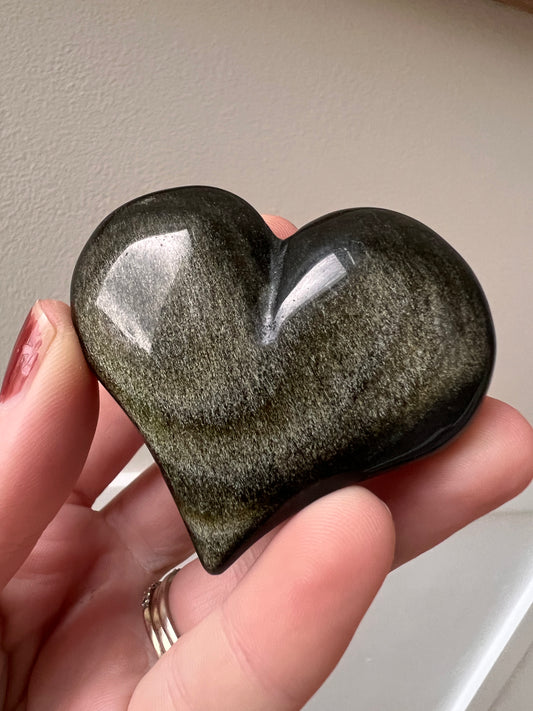 Gold obsidian heart super flashy