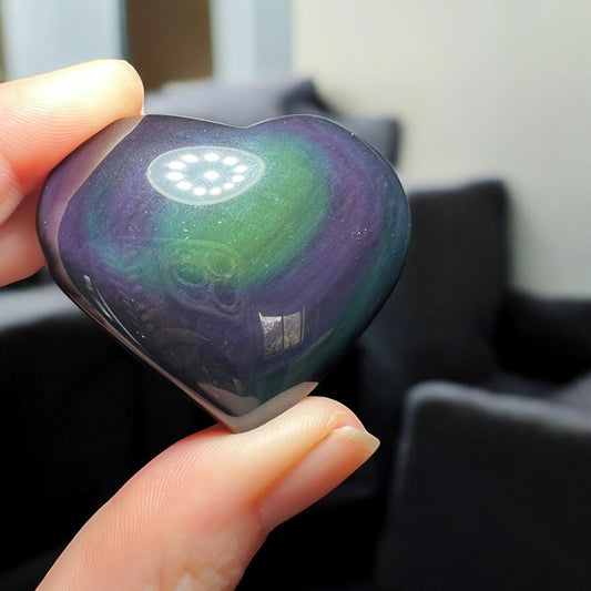 Rainbow obsidian hearts