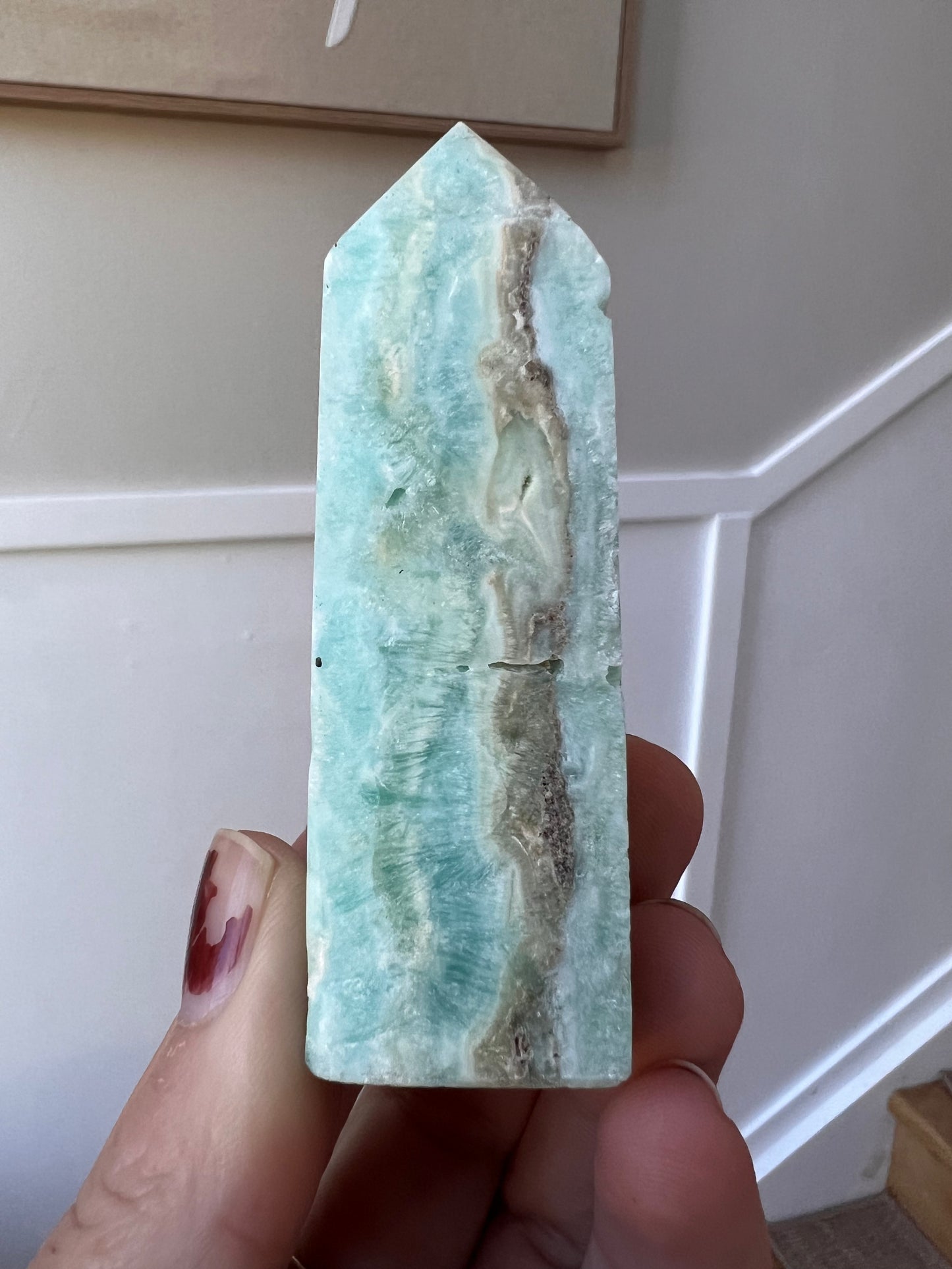 Blue aragonite tower