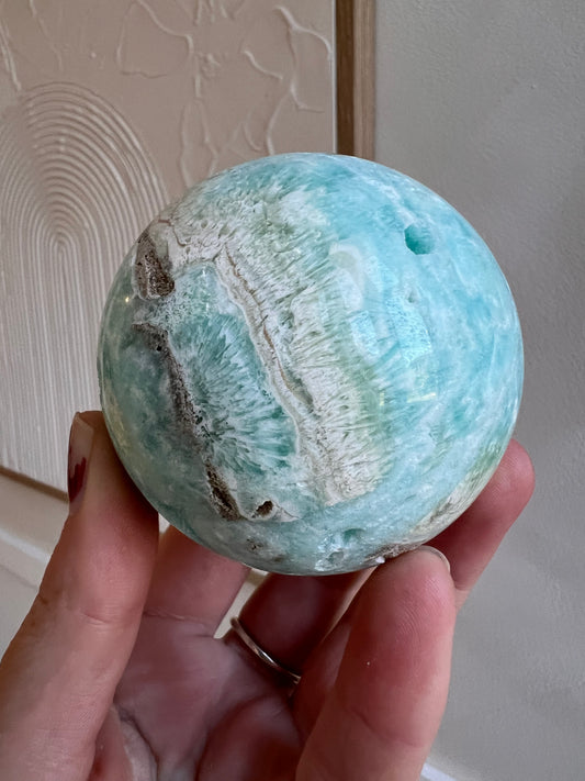 Blue aragonite sphere