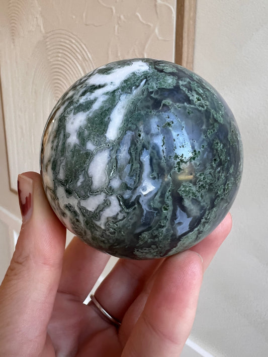 Moss agate sphere
