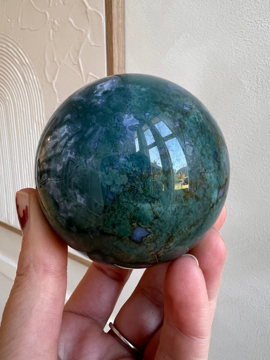 Moss agate sphere