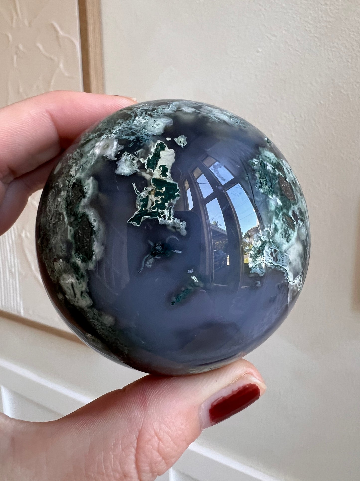 Moss agate sphere
