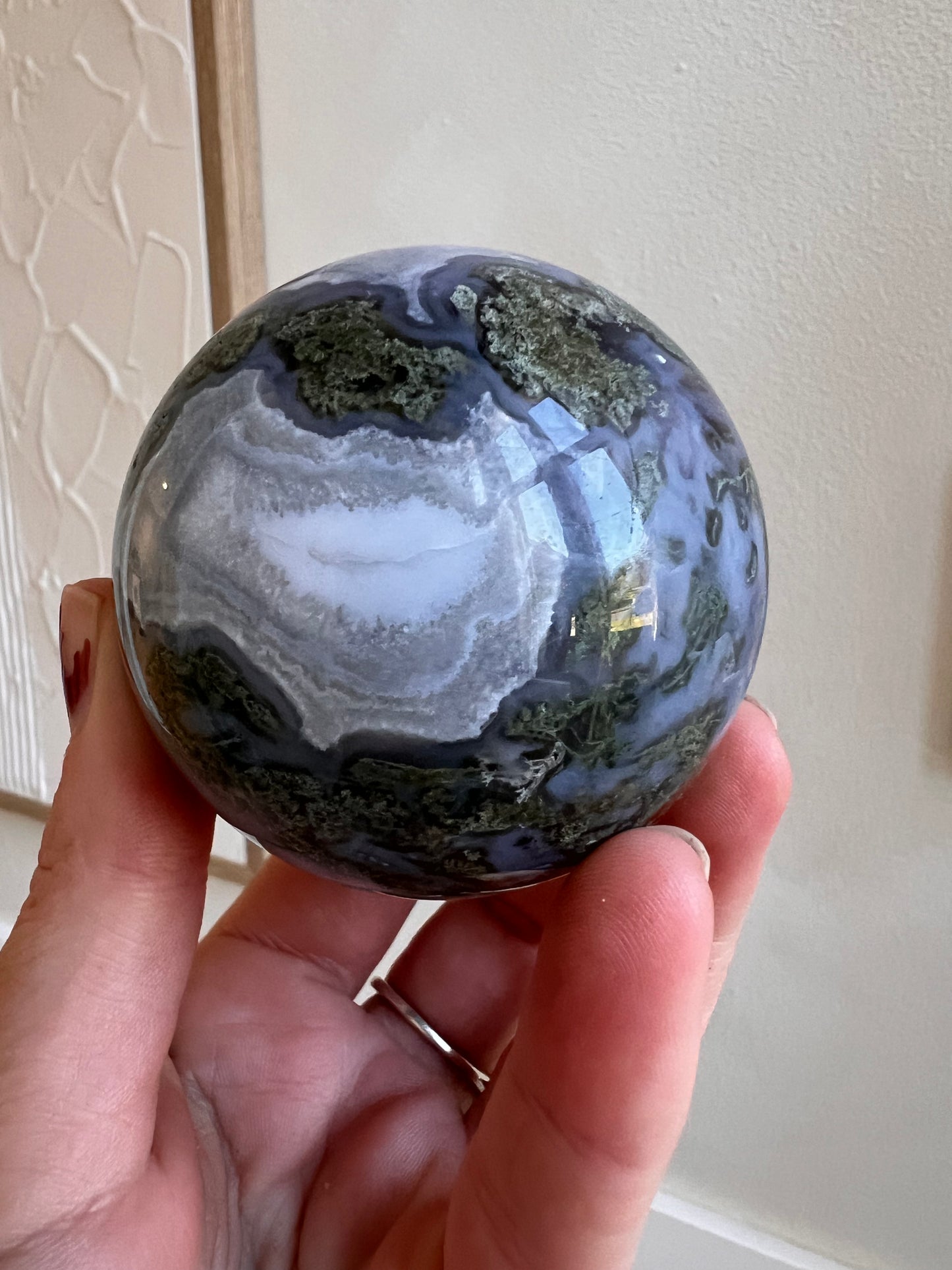 Moss agate sphere