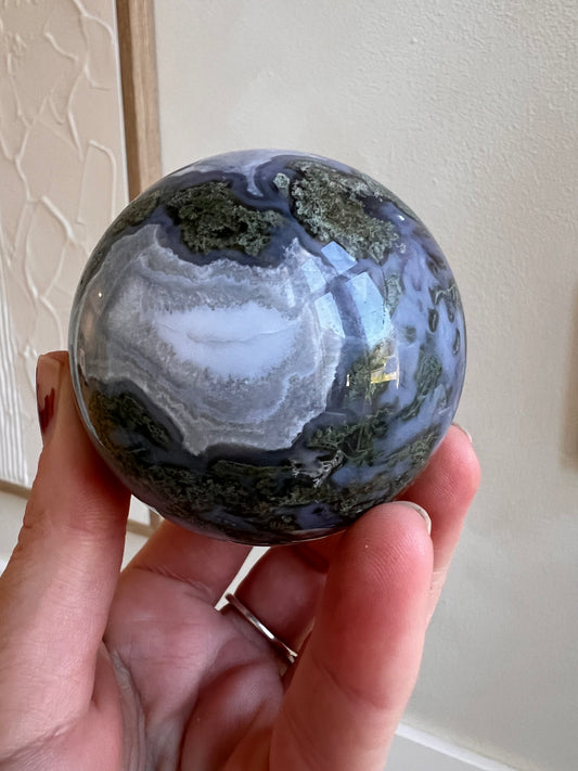 Moss agate sphere