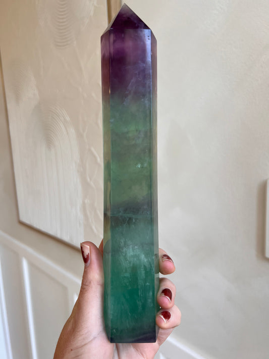 Large fluorite icy tower 25cmH