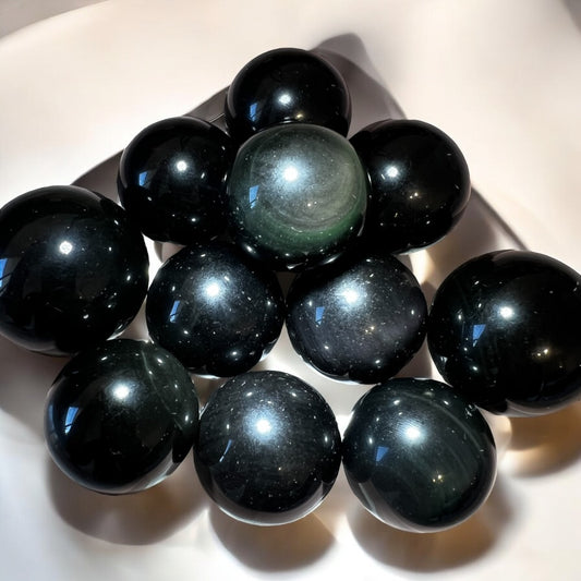 Rainbow obsidian sphere