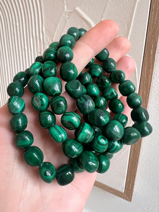 Malachite bracelet Natural 10mm (natural rounded formation)