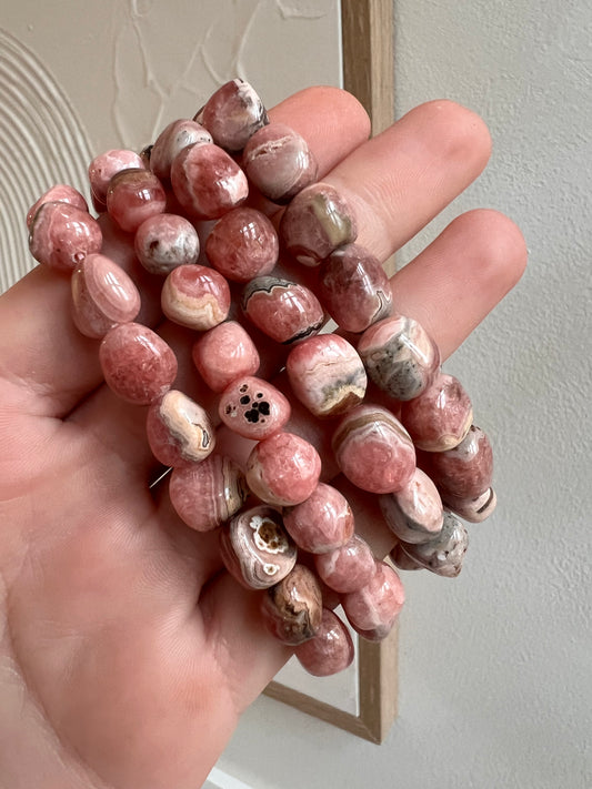 Rhodochrosite natural bracelet 9-10mm (natural rounded formation)