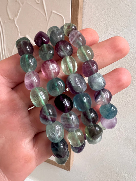 Rainbow fluorite natural bracelet 10mm (natural round formation)