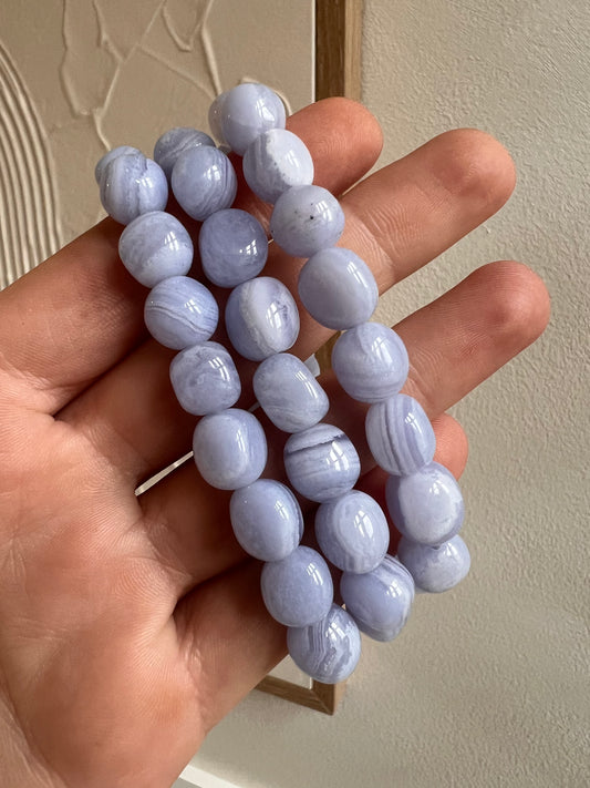 Blue lace agate natural bracelet 10mm (natural round formation)