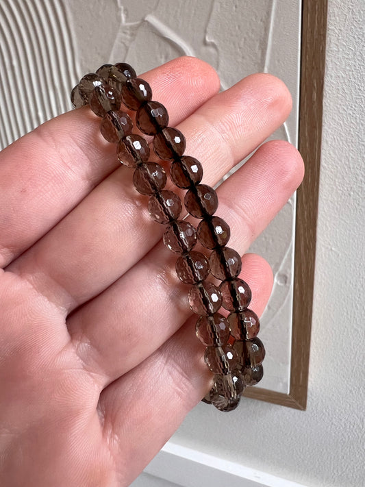 Faceted Smokey Quartz bracelet 6mm