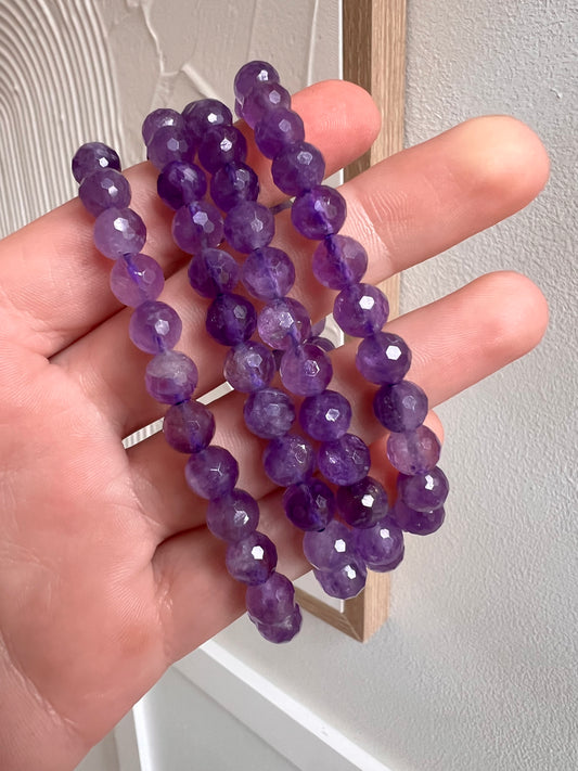 Faceted amethyst bracelet 7mm
