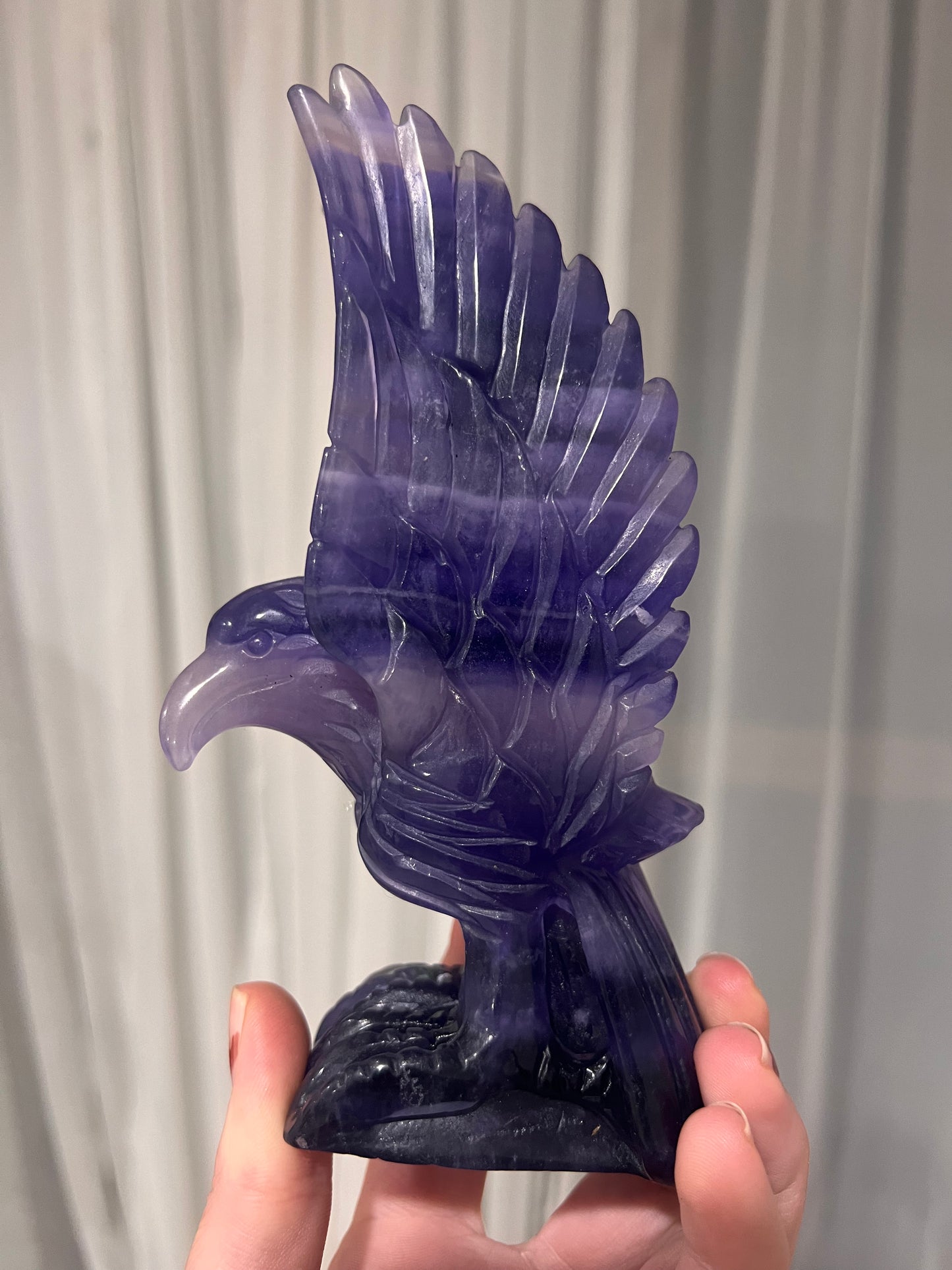 Beautiful high quality hand carved purple fluorite eagle
