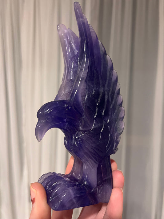 Beautiful high quality purple fluorite hand carved eagle