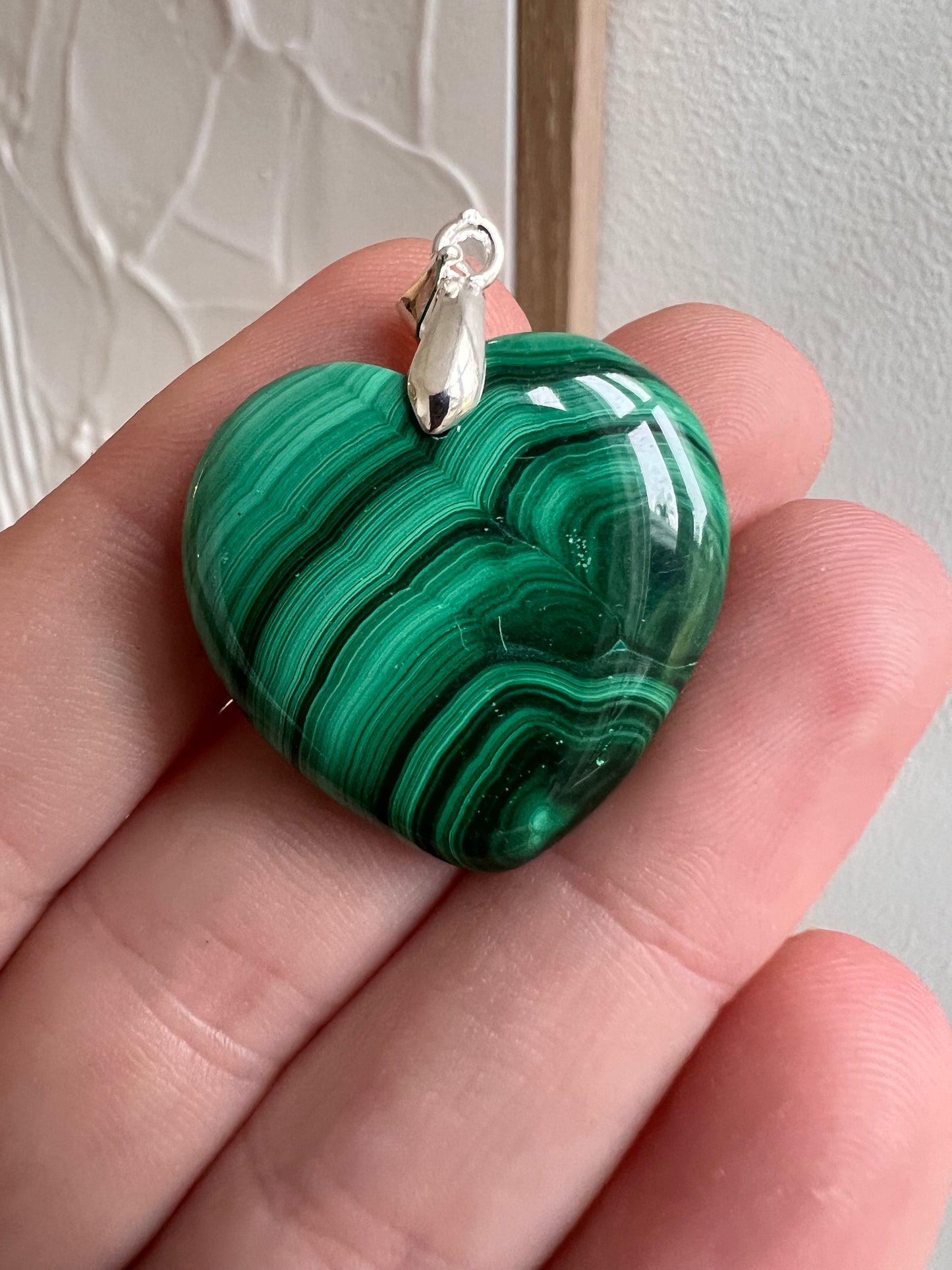 Malachite double sided heart pendant