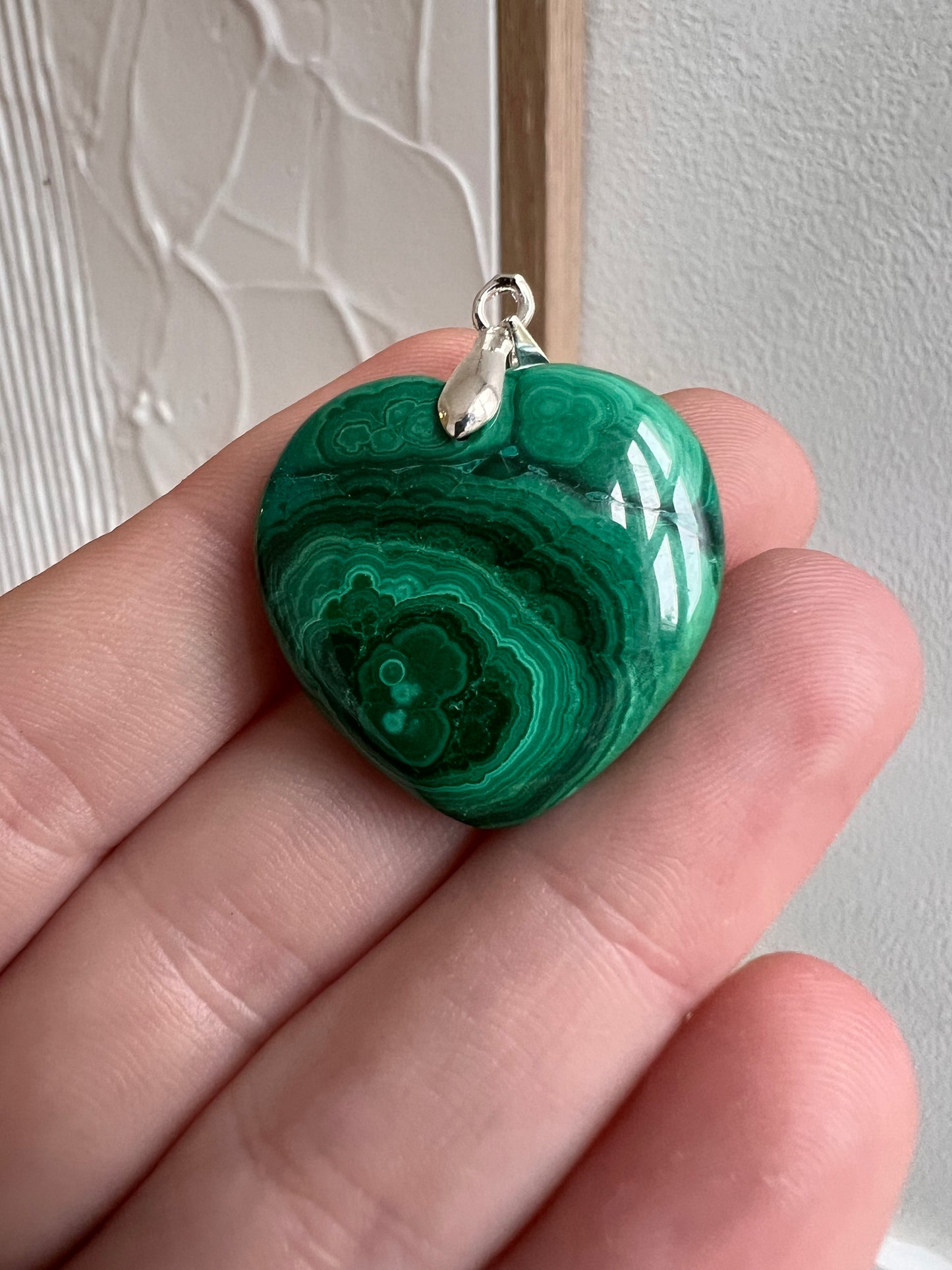 Malachite double sided heart pendant