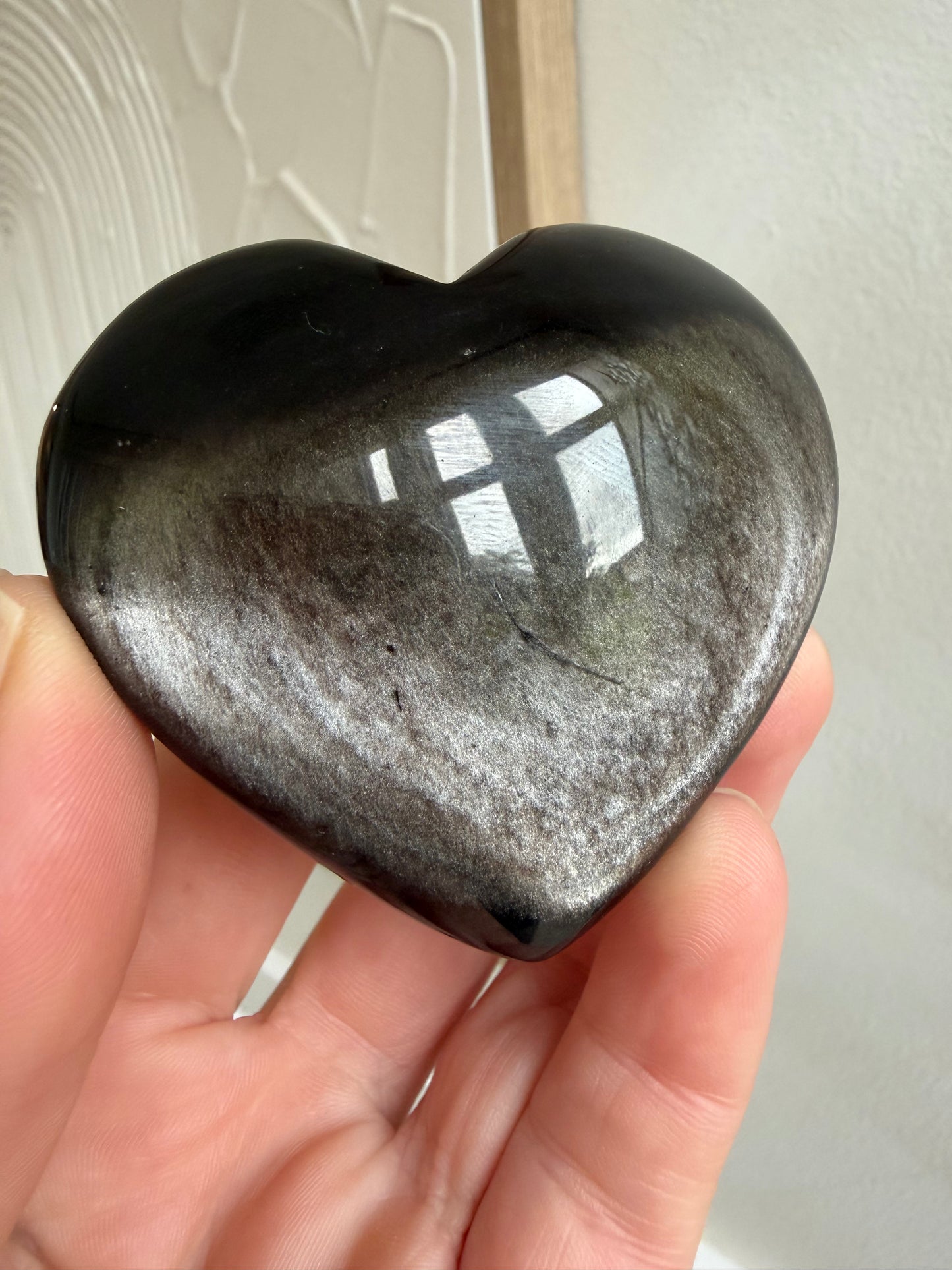 Silver SHEIN obsidian heart (imperfect) small scratch
