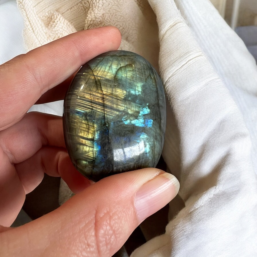 Labradorite palms super flashy intuitively chosen