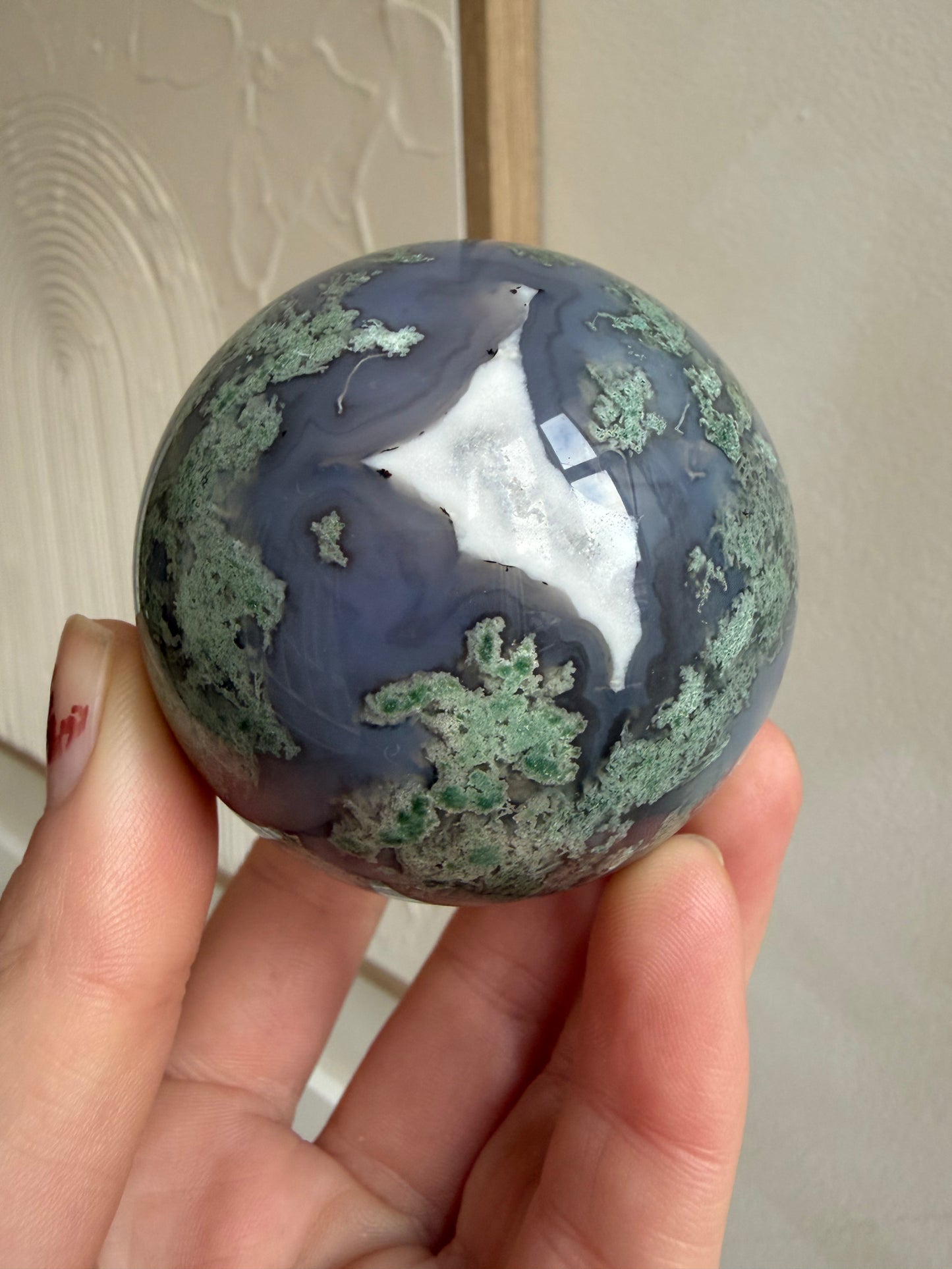 Moss agate sphere beautiful