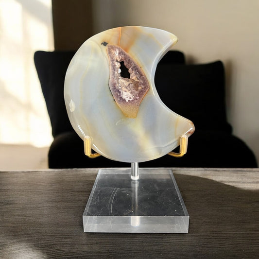 Drusy agate moon & stand